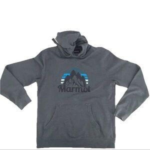 Marmot Men's Gray Black Graphic Pullover Hoodie Size Medium